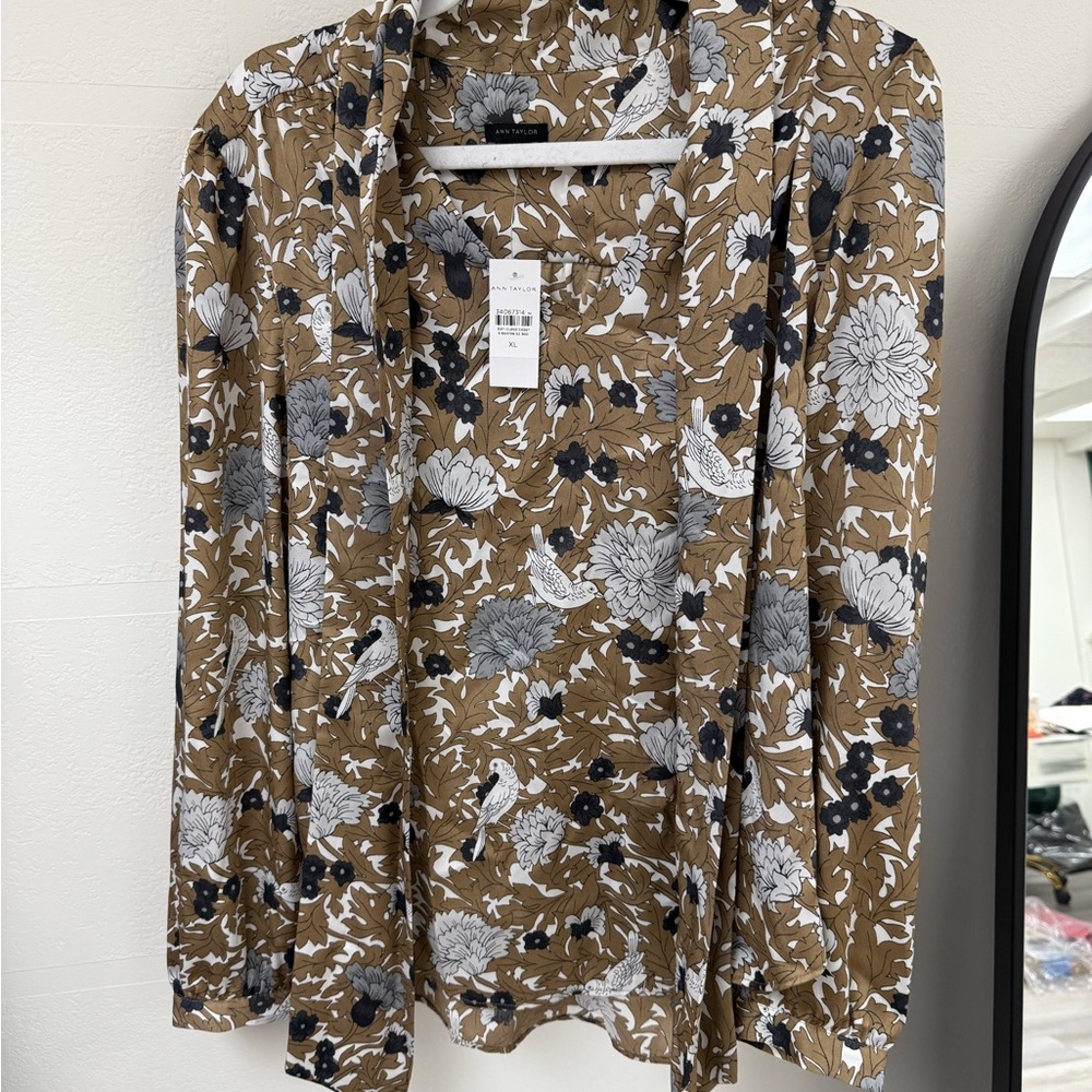 Ann Taylor Brown and Black Floral Garment